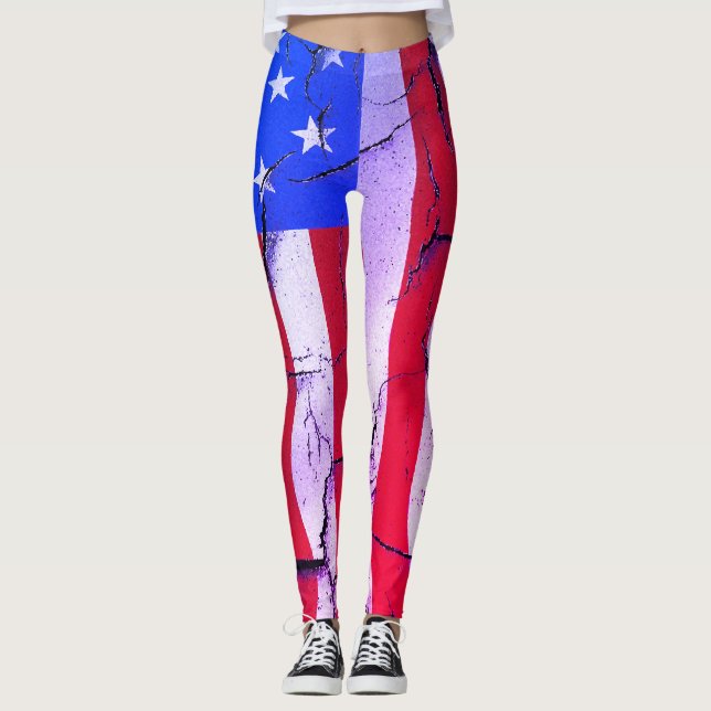 Amerikanska Flagga 4:e juli Firande Leggings (Framsida)
