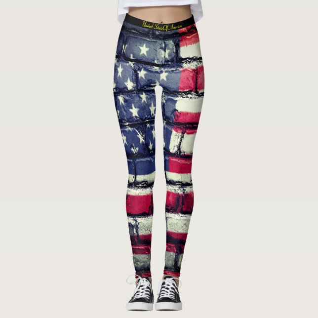 Amerikanska Flagga 4:e juli Firande Leggings (Framsida)