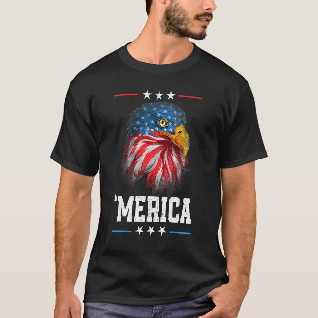 Amerikanska Flagga 4:e juli "Merica Örn USA M T Shirt (Framsida)