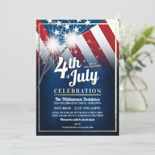 Amerikanska Flagga 4:e Juli-partiinbjudan Inbjudningar