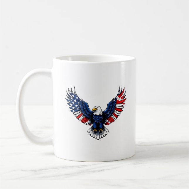 Amerikanska Flagga 4:e July Eagle Patriotic USA Kaffemugg (Vänster)
