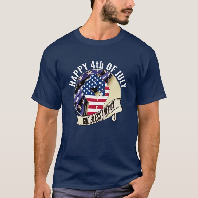 Amerikanska Flagga, 4:e JULY T Shirt (Framsida)