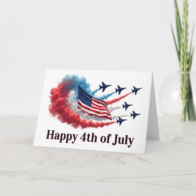 Amerikanska Flagga, 4 juli Helgkort (Framsida)