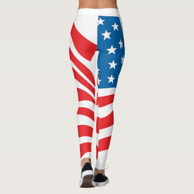 Amerikanska Flagga - 4 juli Leggings (Baksida)