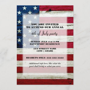 Amerikanska Flagga 4 juli Party Inbjudan