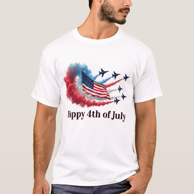 Amerikanska Flagga, 4 juli T Shirt (Framsida)