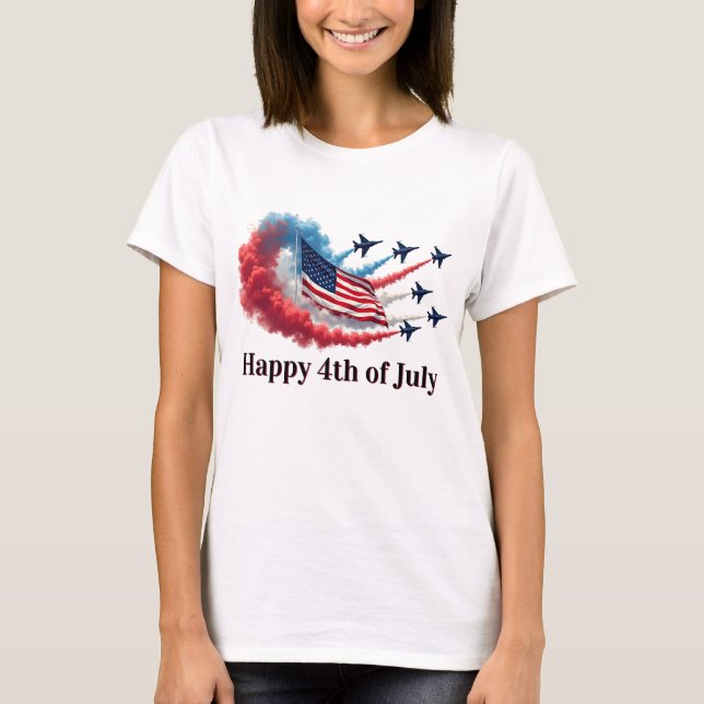 Amerikanska Flagga, 4 juli T Shirt (Framsida)
