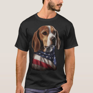 Amerikanska Flagga 4 juli USA Patriotic Beagle Hun T Shirt