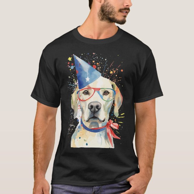 Amerikanska Flagga 4 juli USA Patriotic Labrador D T Shirt (Framsida)