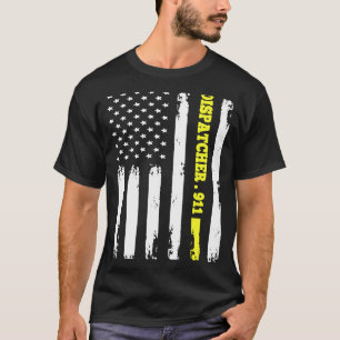 Amerikanska Flagga 911 Dispatcher T guld line USA Shirt