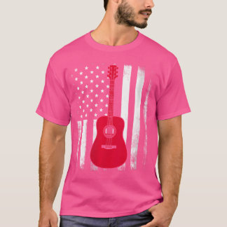 Amerikanska Flagga Acoustic Guitar V T Shirt