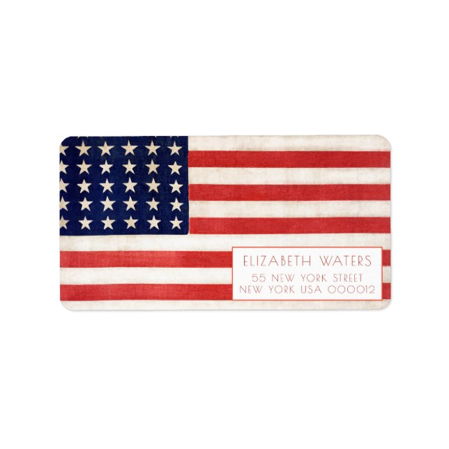 AMERIKANSKA FLAGGA ADRESSETIKETTER (Framsidan)