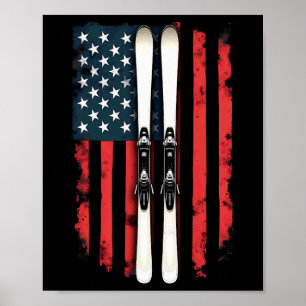 Amerikanska Flagga Alpine Skier 1 Poster
