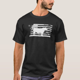 Amerikanska Flagga - Amerika Cow Black Angus Ranch T Shirt