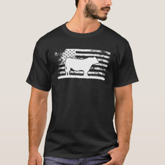 Amerikanska Flagga - Amerika Cow Black Angus Ranch T Shirt