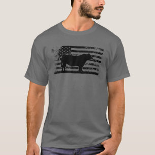 Amerikanska Flagga - Amerika Cow Black Angus Ranch T Shirt