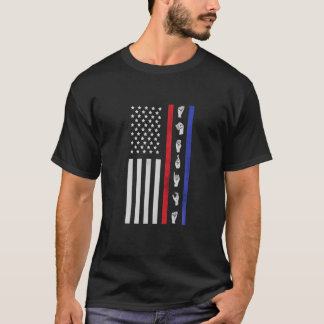 Amerikanska Flagga ASL American Sign Language Amer T Shirt