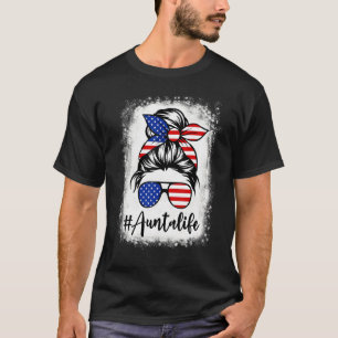 Amerikanska Flagga Aunta Life Bleached Mor 4th of T Shirt