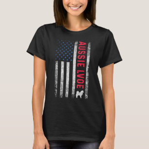 Amerikanska Flagga Aussie Kärlek Australian shephe T Shirt