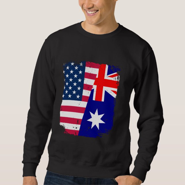 Amerikanska Flagga AUSTRALIA Vänskap Land Vint Lång Ärmad Tröja (Framsida)