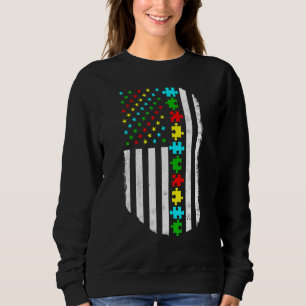 Amerikanska Flagga Autism Mamma Autism Awareness F T Shirt