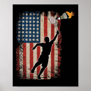 Amerikanska Flagga Badminton Shuttle Art Sports 1 Poster