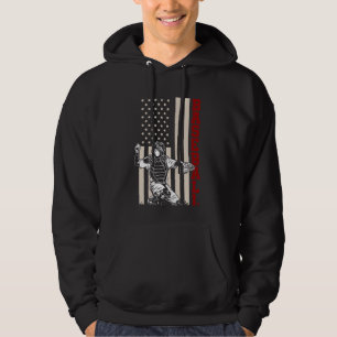 Amerikanska Flagga Baseball Catcher USA Sportsman Hoodie