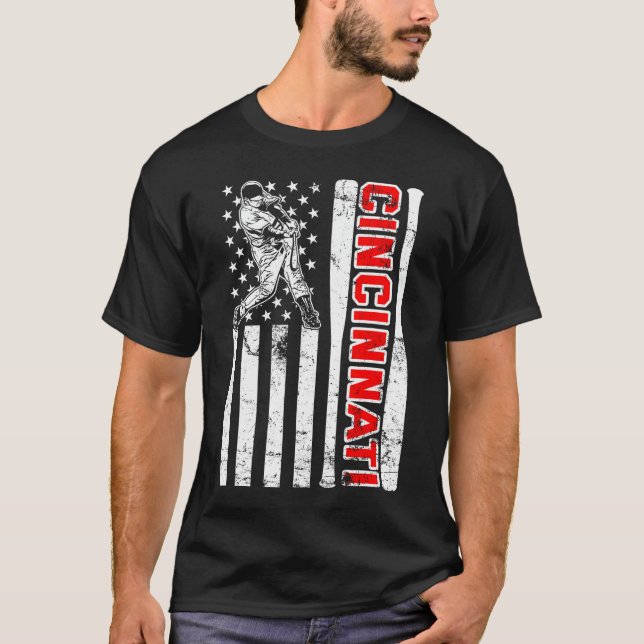 Amerikanska Flagga Baseball Fläkt T Shirt (Framsida)