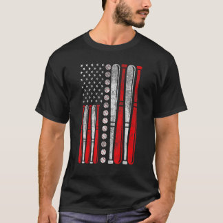 Amerikanska Flagga Baseball Rött vitt blått 4 juli T Shirt