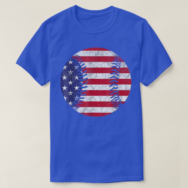 Amerikanska Flagga Baseball TJant 4:e USA För mana T Shirt (Design framsida)