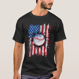 Amerikanska Flagga Baseball-Vintagen 4 juli USA Pa T Shirt