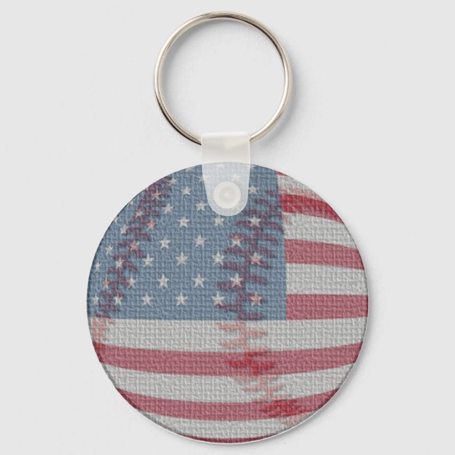 Amerikanska Flagga Baseboll nyckelring (Framsida)