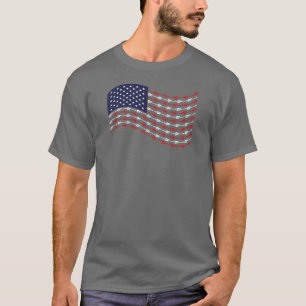 Amerikanska Flagga Bass Guitar Rocking i USA T Shirt