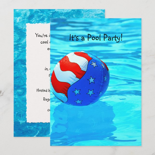 Amerikanska Flagga Bassäng Party Inbjudningar (Fram/baksida)