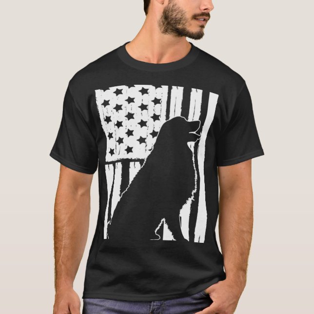 Amerikanska Flagga Bernese Mountain Hund Theme T Shirt (Framsida)