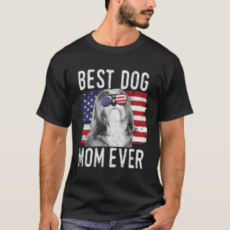 Amerikanska Flagga Best Hund Aldrig Lhasa Apsos US T Shirt