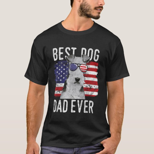 Amerikanska Flagga Best Hund Aldrig Wire Fox Terri T Shirt (Framsida)