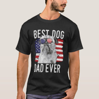 Amerikanska Flagga Best Hund Pappa Alltid Bryssel T Shirt