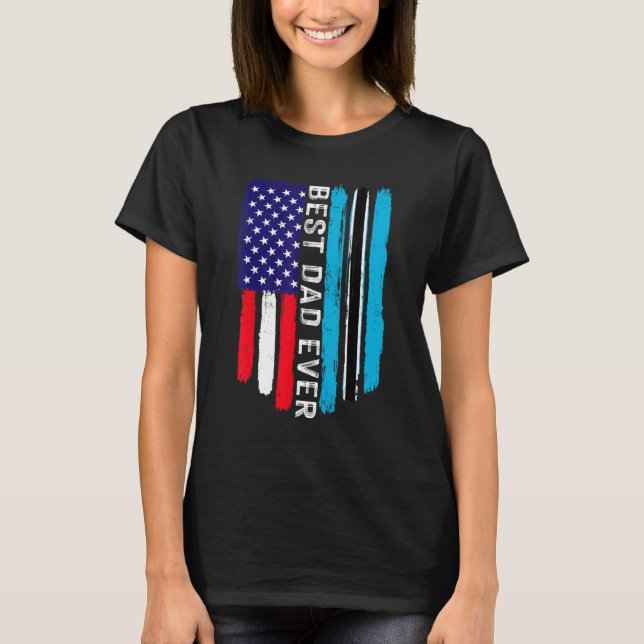 Amerikanska Flagga & Botswana Flagga Bästa Pappa n T Shirt (Framsida)
