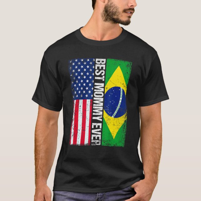 Amerikanska Flagga Brasilien Flagga Best Mamma All T Shirt (Framsida)