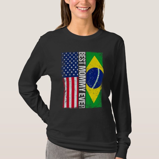 Amerikanska Flagga Brasilien Flagga Best Mamma All T Shirt (Framsida)