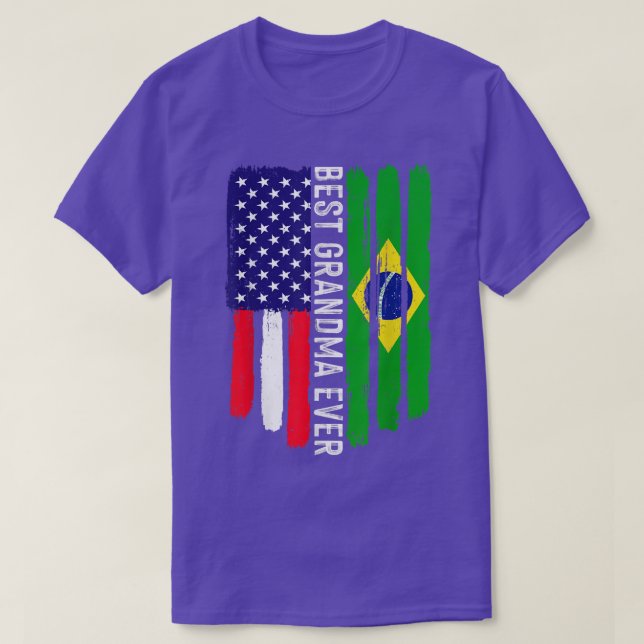 Amerikanska Flagga & Brasiliens Flagga Best Grandm T Shirt (Design framsida)