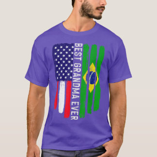 Amerikanska Flagga & Brasiliens Flagga Best Grandm T Shirt