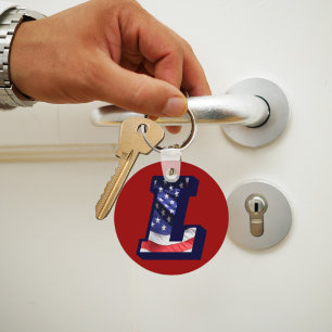 Amerikanska Flagga Brev ’L’ Nyckelring