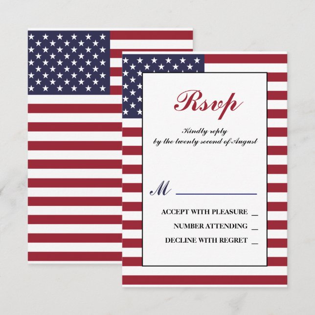 Amerikanska Flagga Bröllop OSA Kort (Fram/baksida)
