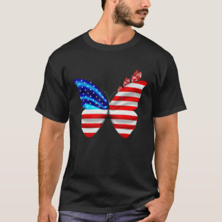 Amerikanska Flagga Butterfly 4 juli Patriotic Wome T Shirt
