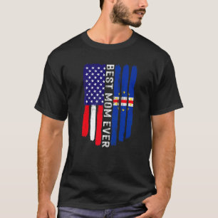Amerikanska Flagga & Cabo Verde Flagga Bästa Mamma T Shirt