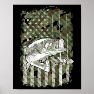 Amerikanska Flagga Camo B Fiske (på CK) efter fisk Poster