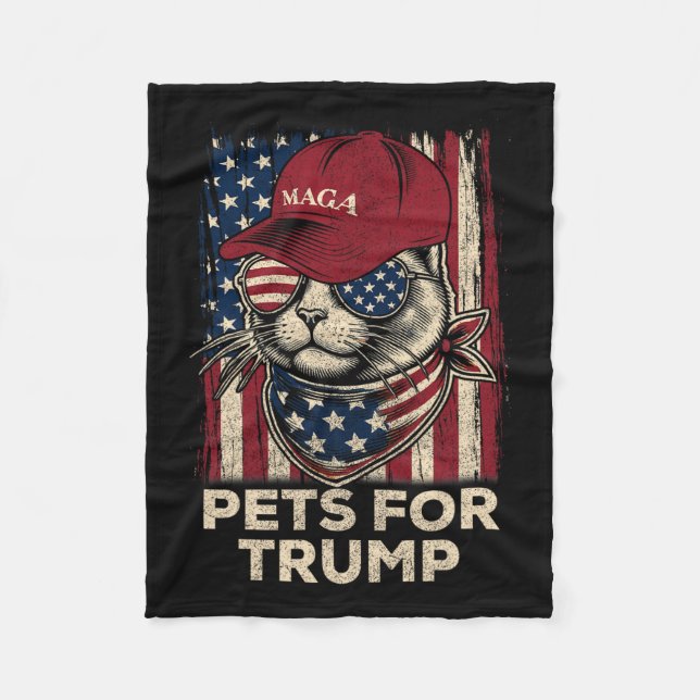 Amerikanska Flagga Cat Lives Problem Trump 2024 Fleecefilt (Framsidan)