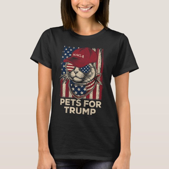 Amerikanska Flagga Cat Lives Problem Trump 2024 T Shirt (Framsida)